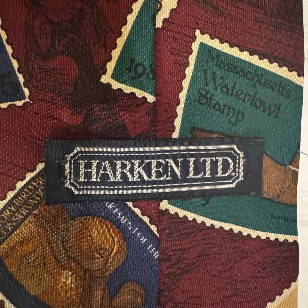 Harken Ltd Men's 60” Silk Tie Red Waterfowl Stamps Ducks Hand Sewn in USA Silk